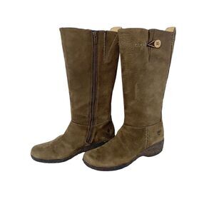 TIMBERLAND Paxton Tall Boots Suede Leather Side Zip Wedge Outdoor Comfort Size 6